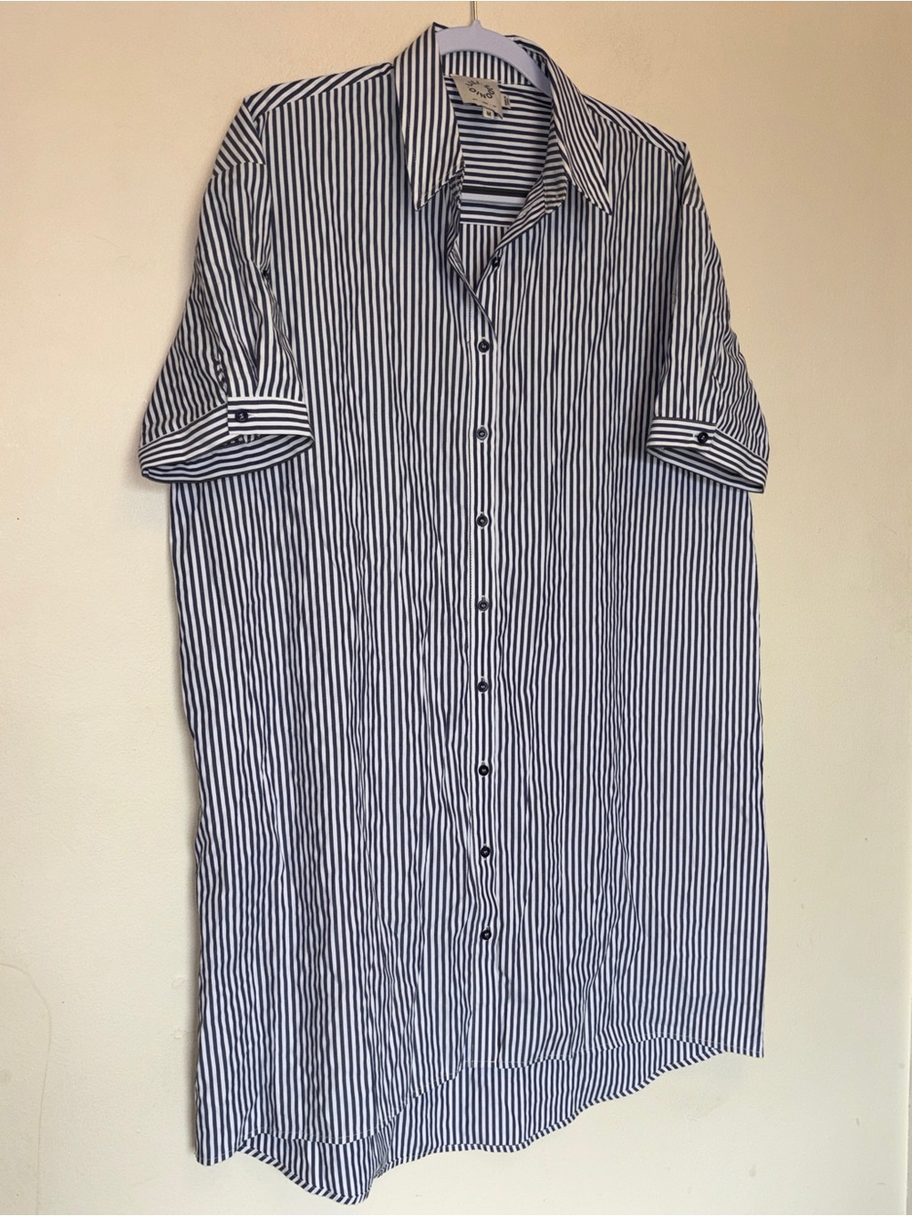 Lili Sidonio By Molly Bracken Shirt Dress Sz M Striped Pockets Preppy Coastal